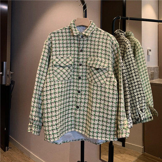 Camisa Abrigo Cuadros Pata de Gallo en Lana con Bolsillos Amplios - Image 5