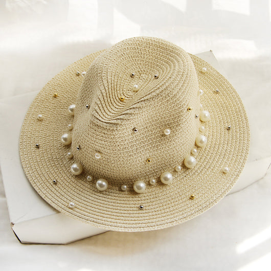 Sombrero de Ala Ancha con Perlas - Protección y Elegancia - Image 14