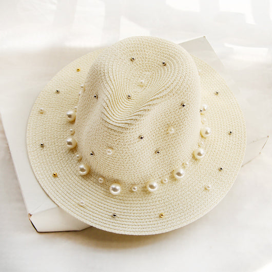 Sombrero de Ala Ancha con Perlas - Protección y Elegancia - Image 10