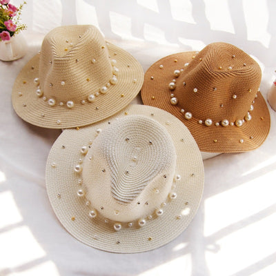 Sombrero de Ala Ancha con Perlas - Protección y Elegancia - Image 13