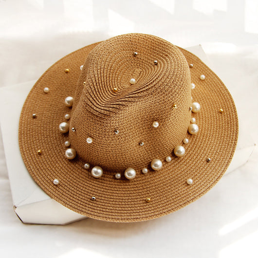 Sombrero de Ala Ancha con Perlas - Protección y Elegancia - Image 4