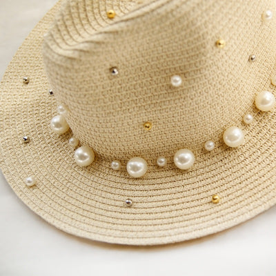 Sombrero de Ala Ancha con Perlas - Protección y Elegancia - Image 2