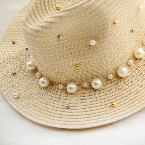 Sombrero de Ala Ancha con Perlas - Protección y Elegancia