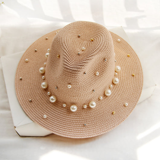 Sombrero de Ala Ancha con Perlas - Protección y Elegancia - Image 3