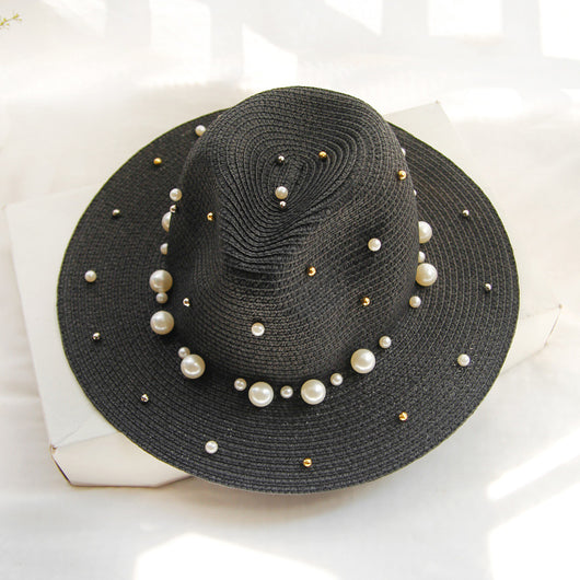 Sombrero de Ala Ancha con Perlas - Protección y Elegancia - Image 7