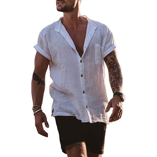 Camisas Sueltas de Verano con Cuello V - Cómodas y Versátiles para Hombre - Image 7
