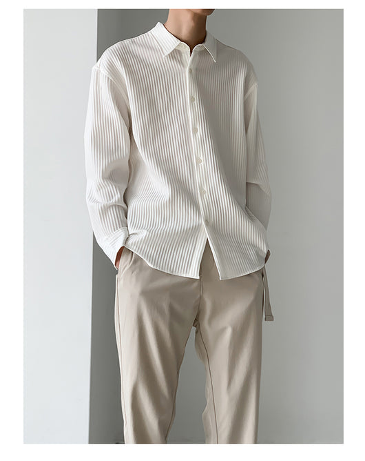 Camisa Manga Larga Ligera para Hombre - Ajuste Holgado Primavera Verano - Image 8