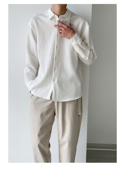 Camisa Manga Larga Ligera para Hombre - Ajuste Holgado Primavera Verano - Image 9