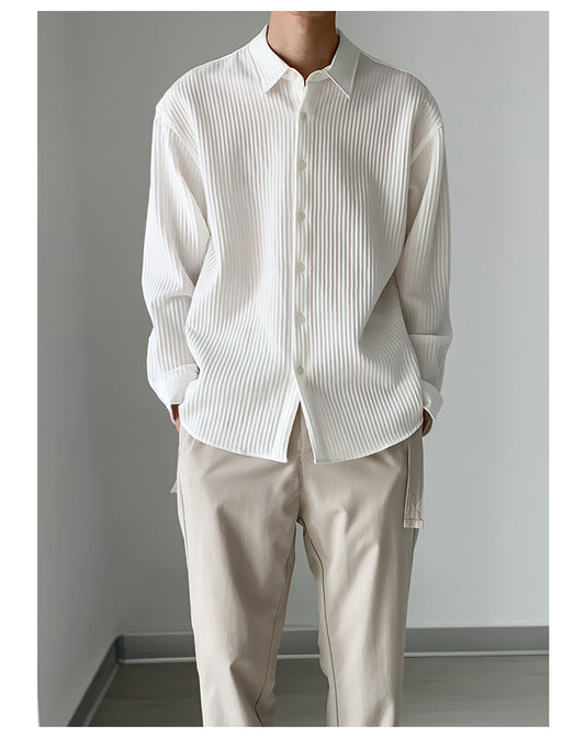 Camisa Manga Larga Ligera para Hombre - Ajuste Holgado Primavera Verano