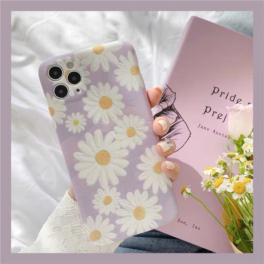 Funda para Celular Apple Xs Max con Diseño de Margarita Morada Estilo Pintura al Óleo