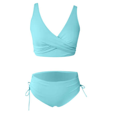 Bikini Talle Alto Fruncido con Escote Sexy y Cintas Ajustables - Image 5