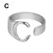European And American A-Z Letter Ring Dorado Metal Adjustable Open Ring Initials Name Letter Female Factory Direct Sales Plateado C