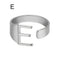 European And American A-Z Letter Ring Dorado Metal Adjustable Open Ring Initials Name Letter Female Factory Direct Sales Plateado E
