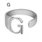 European And American A-Z Letter Ring Dorado Metal Adjustable Open Ring Initials Name Letter Female Factory Direct Sales Plateado G