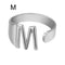 European And American A-Z Letter Ring Dorado Metal Adjustable Open Ring Initials Name Letter Female Factory Direct Sales Plateado M