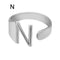 European And American A-Z Letter Ring Dorado Metal Adjustable Open Ring Initials Name Letter Female Factory Direct Sales Plateado N
