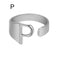 European And American A-Z Letter Ring Dorado Metal Adjustable Open Ring Initials Name Letter Female Factory Direct Sales Plateado P