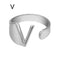 European And American A-Z Letter Ring Dorado Metal Adjustable Open Ring Initials Name Letter Female Factory Direct Sales Plateado V