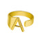 European And American A-Z Letter Ring Dorado Metal Adjustable Open Ring Initials Name Letter Female Factory Direct Sales Golden A