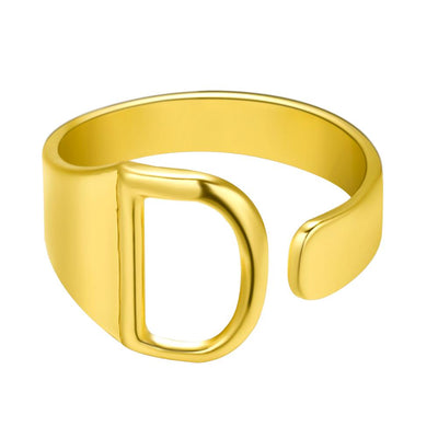 Anillo Ajustable de Letras Iniciales en Oro - Diseño Personalizado Abierto - Image 32