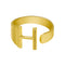 European And American A-Z Letter Ring Dorado Metal Adjustable Open Ring Initials Name Letter Female Factory Direct Sales Golden H