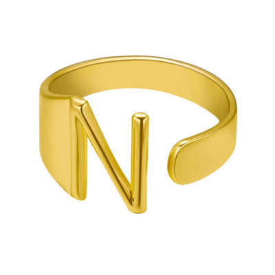 Anillo Ajustable de Letras Iniciales en Oro - Diseño Personalizado Abierto - Image 42