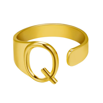 Anillo Ajustable de Letras Iniciales en Oro - Diseño Personalizado Abierto - Image 45