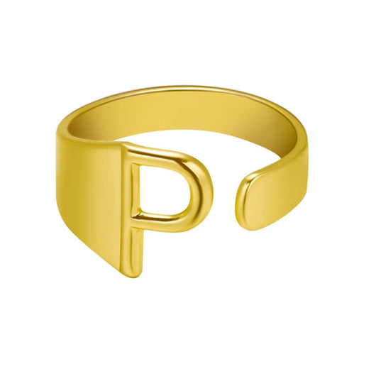Anillo Ajustable de Letras Iniciales en Oro - Diseño Personalizado Abierto - Image 44