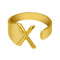 European And American A-Z Letter Ring Dorado Metal Adjustable Open Ring Initials Name Letter Female Factory Direct Sales Golden X