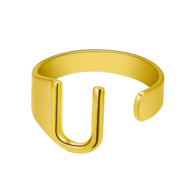 Anillo Ajustable de Letras Iniciales en Oro - Diseño Personalizado Abierto - Image 49