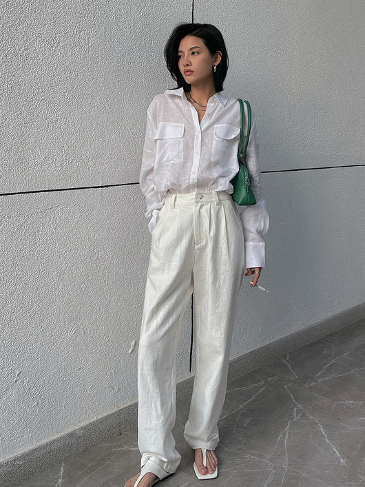 Pantalón Recto de Talle Alto Oversize Casual - Image 10