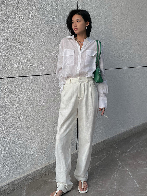 Pantalón Recto de Talle Alto Oversize Casual