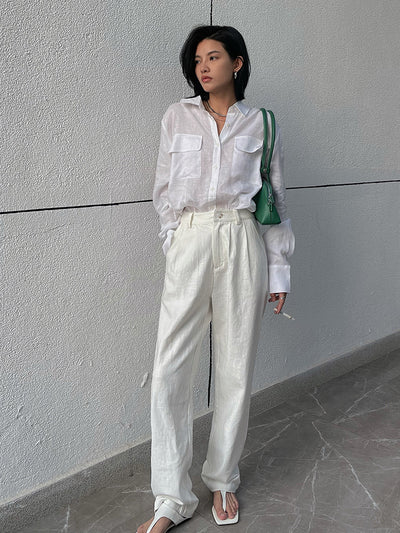 Pantalón Recto de Talle Alto Oversize Casual