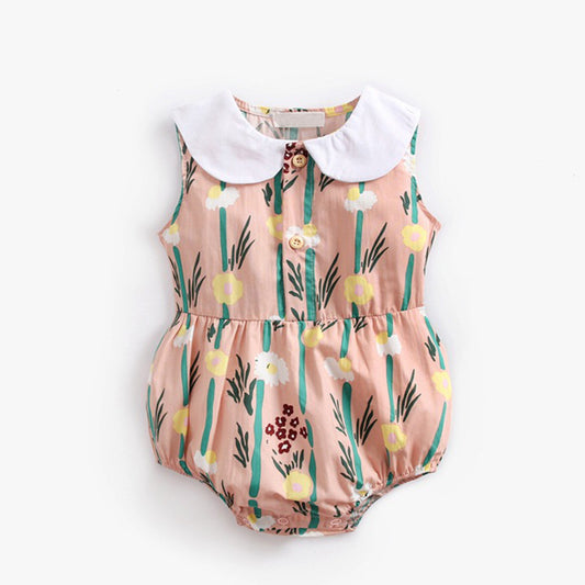Chaleco Floral sin Mangas con Cuello Solapa - Estampado Bambú y Flores