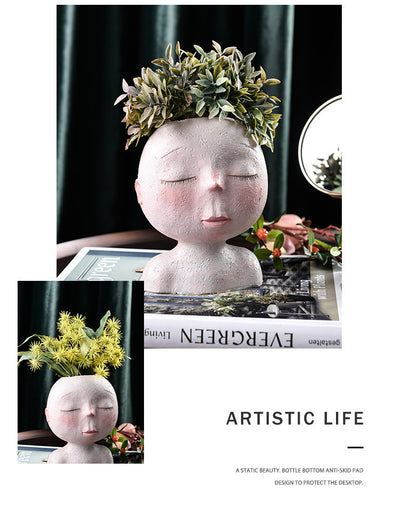 Maceta Escultura Decorativa Nórdica con Diseño Floral Artístico - Image 15