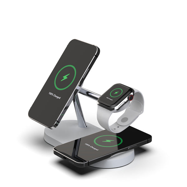 Estación de Carga Magnética 5 en 1: Cargador Inalámbrico 15W para Reloj, Auriculares y Celular