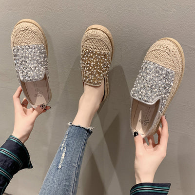 Sandalias Planas Coreanas con Perlas y Cristales Brillantes - Image 12