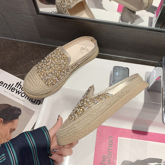 Sandalias Planas Coreanas con Perlas y Cristales Brillantes - Image 11