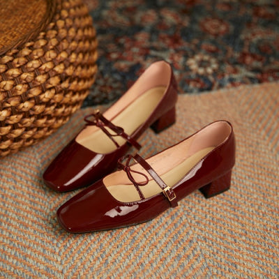 Zapatos Rojos Mary Jane para Mujer - Tacón Medio Cómodo en Cuero - Image 10