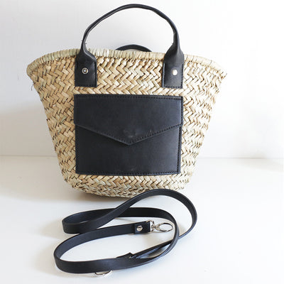 Bolsa de Paja Tejida con Patrón Diagonal para Mujer - Image 11