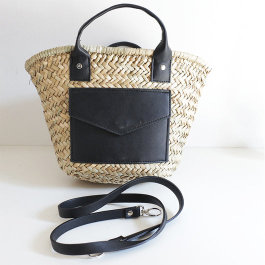 Bolsa de Paja Tejida con Patrón Diagonal para Mujer - Image 11