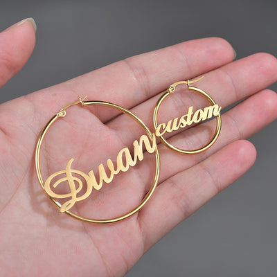 Aretes de Aro Personalizados en Acero Inoxidable con Iniciales - Image 3