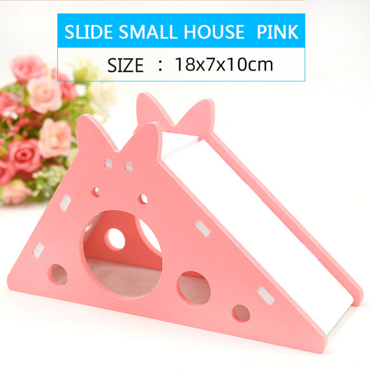 Blue and white hamster slide hut made from wood plastic board, featuring a triangular house design with a slide. - Image 8