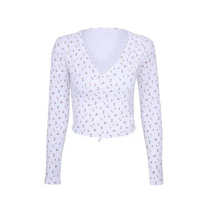 Blusa Envolvente con Estampado Floral y Escote V - Image 8