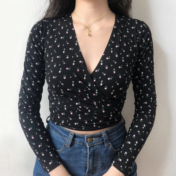 Blusa Envolvente con Estampado Floral y Escote V