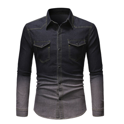 Camisa Vaquera Degradada de Manga Larga para Hombre - Image 7