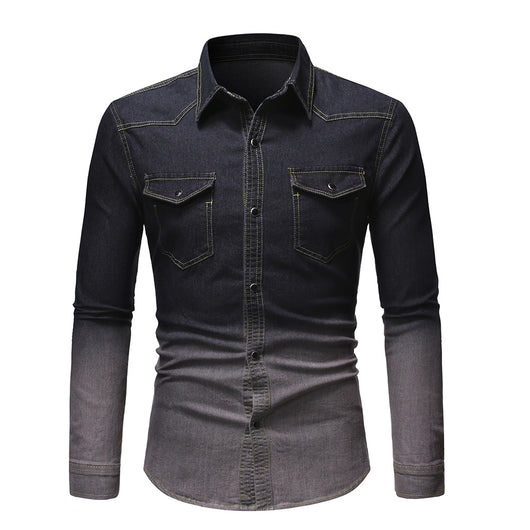 Camisa Vaquera Degradada de Manga Larga para Hombre - Image 7
