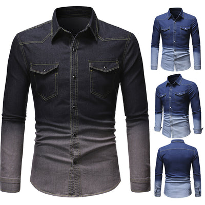 Camisa Vaquera Degradada de Manga Larga para Hombre - Image 9