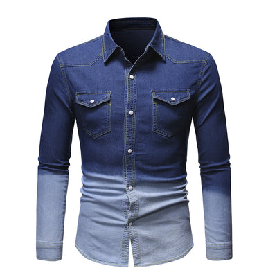 Camisa Vaquera Degradada de Manga Larga para Hombre - Image 10