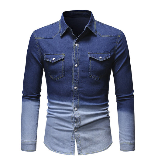 Camisa Vaquera Degradada de Manga Larga para Hombre - Image 4